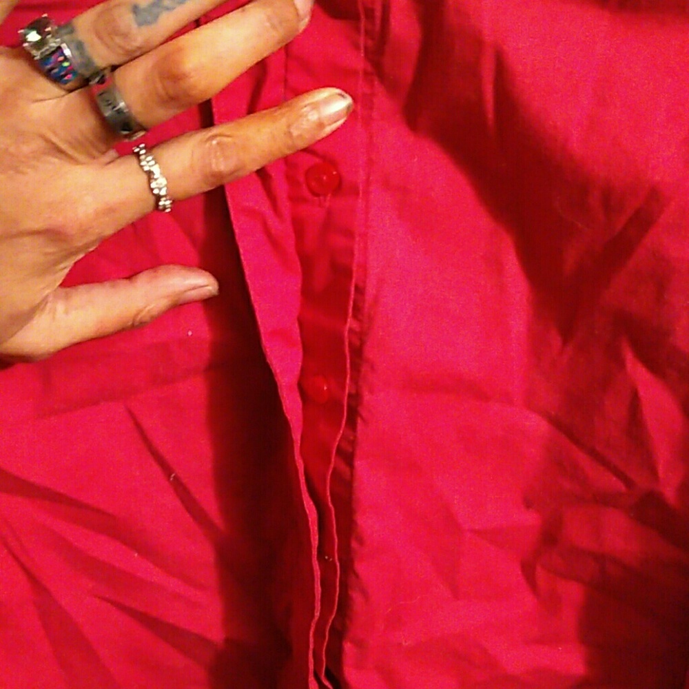 Plus Size Hot Pink Button-Up - Picture 5 of 5